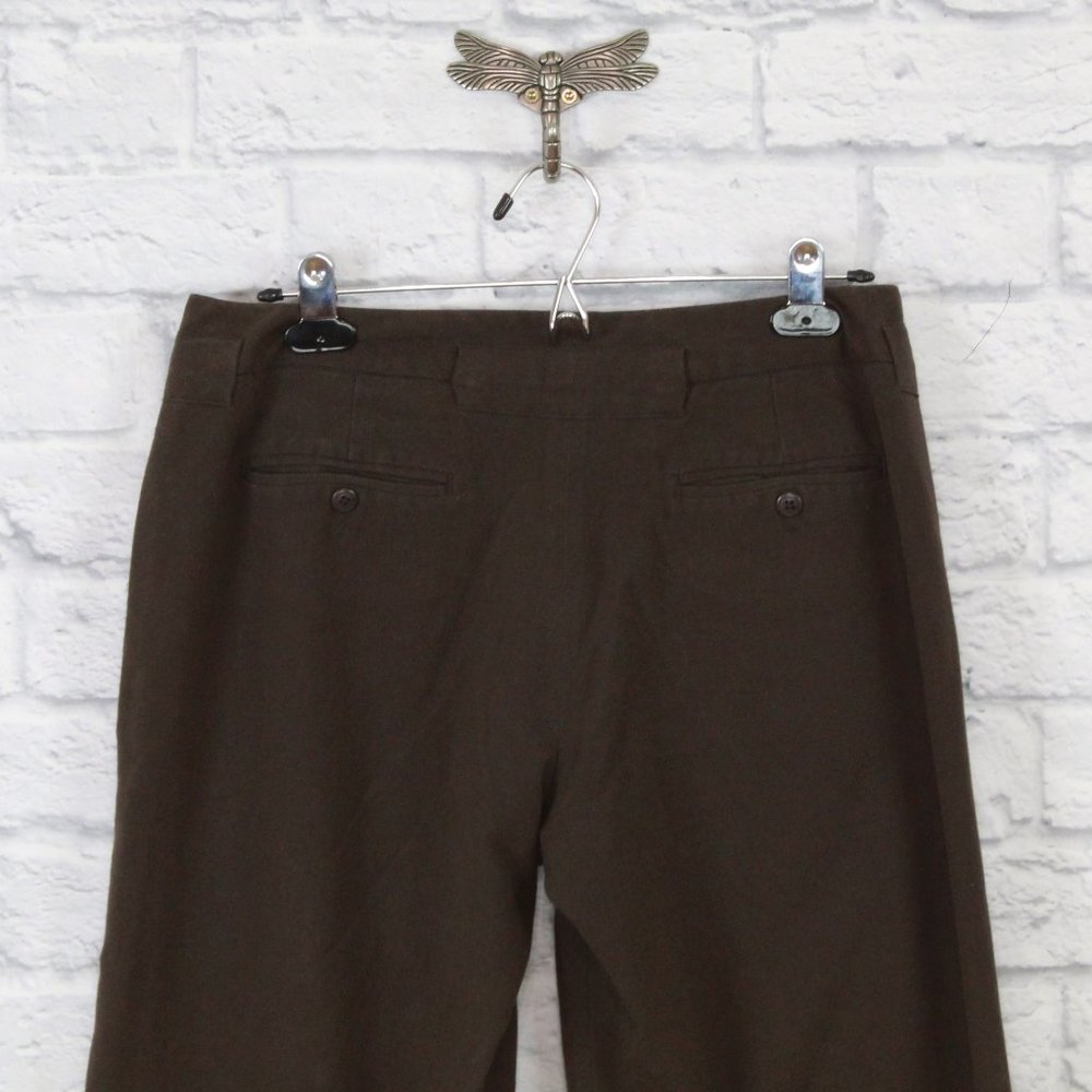 Larry Levine Brown Stretch Wide Cropped Leg Dress Pants Size 6P - Picture 4 of 10